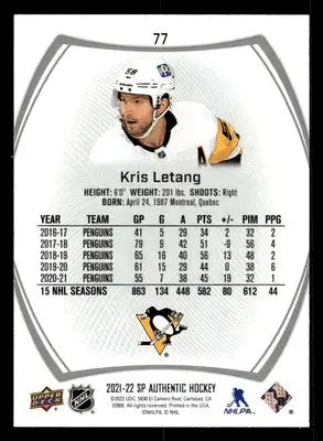 2021-22 SP #77 Kris Letang - Hockey Card Single