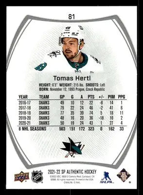 2021-22 SP #81 Tomas Hertl - Hockey Card Single