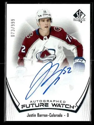 2021-22 SP Authentic #185 Justin Barron #/999 - Hockey Card Single