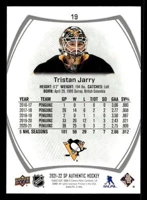 2021-22 SP Authentic #19 Tristan Jarry - Hockey Card Single