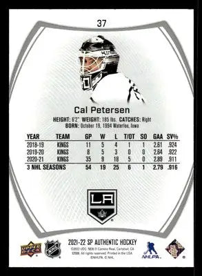 2021-22 SP Authentic #37 Cal Petersen - Hockey Card Single