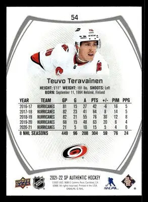 2021-22 SP Authentic #54 Teuvo Teravainen - Hockey Card Single