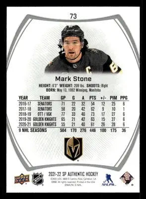 2021-22 SP Authentic #73 Mark Stone - Hockey Card Single