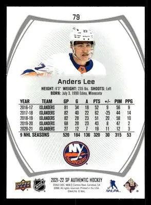 2021-22 SP Authentic #79 Anders Lee - Hockey Card Single