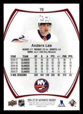 2021-22 SP Authentic #79 Anders Lee Limited Red - Hockey Card Single