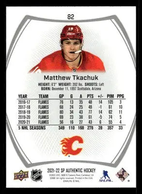 2021-22 SP Authentic #82 Matthew Tkachuk - Hockey Card Single