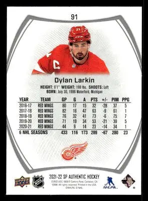 2021-22 SP Authentic #91 Dylan Larkin - Hockey Card Single