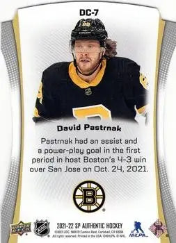 2021-22 SP Authentic #DC-7 David Pastrnak Die Cuts - Hockey Card Single