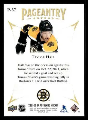 2021-22 SP Authentic #P-37 Taylor Hall Pageantry - Hockey Card Single