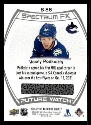 2021-22 SP Authentic #S-86 Vasily Podkolzin Spectrum FX - Hockey Card Single