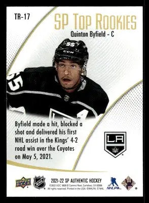 2021-22 SP Authentic #TR-17 Quinton Byfield SP Top Rookies - Hockey Card Single