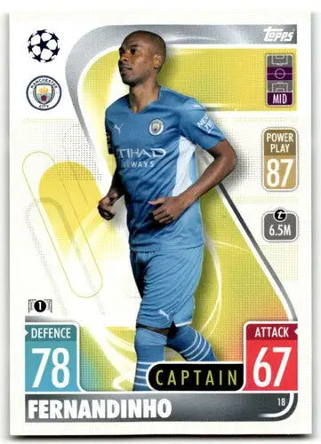 Original gloss Fernandinho trading card from Topps Match Attax 2021-22 UEFA Champions League