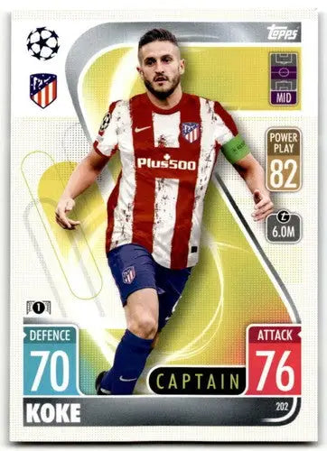 Koke soccer card from 2021-22 Topps Match Attax UEFA Champions League original gloss