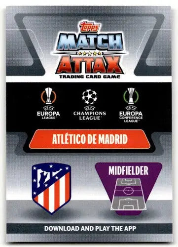 Atlético de Madrid Match Attax trading card from 2021-22 Topps UEFA Champions League collection