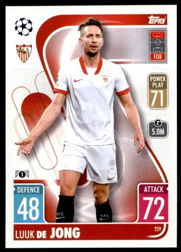 Luuk de Jong trading card from 2021-22 Topps Match Attax UEFA Champions League series