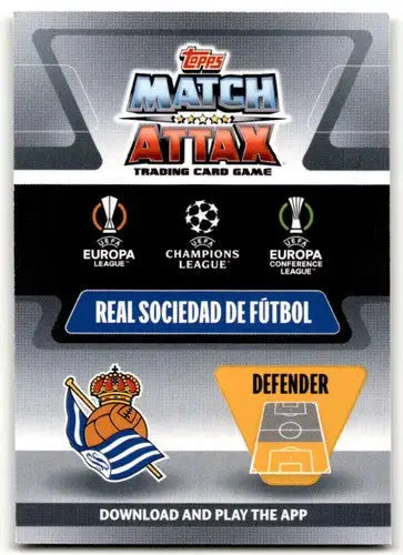 Real Sociedad de Fútbol defender trading card featuring Andoni Gorosabel from 2021-22 Topps Match Attax