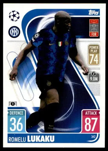 Romelu Lukaku trading card from 2021-22 Topps Match Attax UEFA Champions League