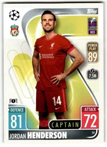 2021-22 Topps Match Attax UEFA Champions League Jordan Henderson trading card with original gloss