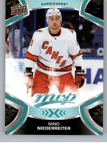 2021-22 Upper Deck MVP Nino Niederreiter hockey card with original gloss, popular among cards typically sell
