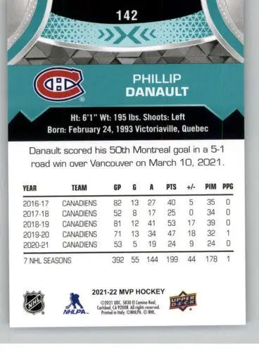 2021-22 Upper Deck MVP #142 Phillip Danault NM-MT Canadiens ID:39416 - Hockey Card Single