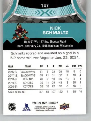 2021-22 Upper Deck MVP #147 Nick Schmaltz NM-MT ID:39418 - Hockey Card Single