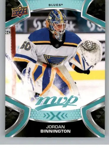 Original gloss Jordan Binnington hockey card from 2021-22 Upper Deck MVP collection