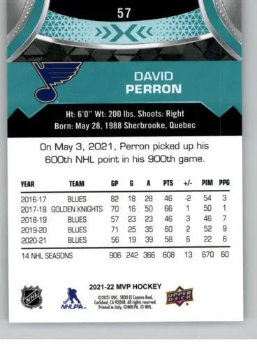 2021-22 Upper Deck MVP #57 David Perron NM-MT Blues ID:39355 - Hockey Card Single