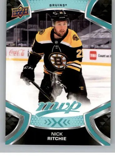 Original gloss Nick Ritchie hockey card from 2021-22 Upper Deck MVP Bruins collection