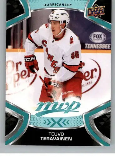 Original gloss Teuvo Teravainen hockey card from 2021-22 Upper Deck MVP Hurricanes