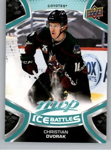 Original gloss Christian Dvorak hockey trading card from Upper Deck MVP Ice Battles series