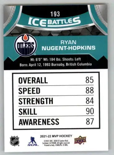 2021-22 Upper Deck MVP Ice Battles #IB-193 Ryan Nugent-Hopkins NM-MT Oilers - Hockey Card Single