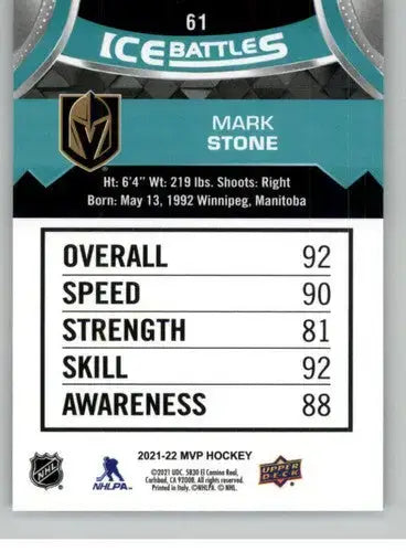 2021-22 Upper Deck MVP Ice Battles #IB-61 Mark Stone NM-MT - Hockey Card Single
