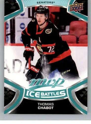 Hockey trading card of Thomas Chabot Ottawa Senators from 2021-22 Upper Deck MVP Ice Battles