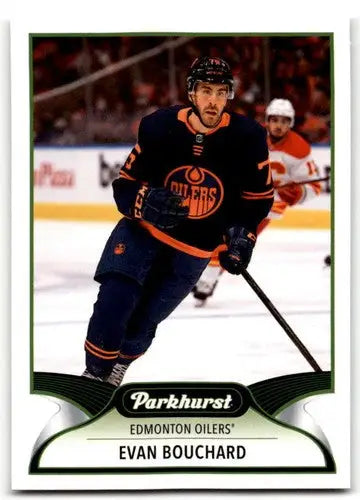 Evan Bouchard hockey card from 2021-22 Upper Deck Parkhurst for Edmonton Oilers