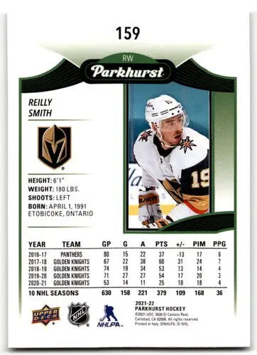 Hockey trading card from 2021-22 Upper Deck Parkhurst series featuring Reilly Smith