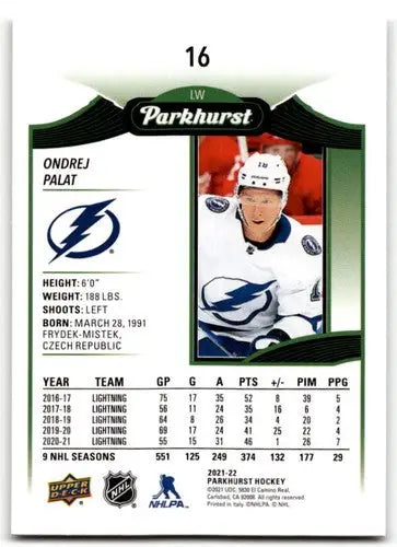 2021-22 Upper Deck Parkhurst #16 Ondrej Palat NM-MT Lightning ID:42877 - Hockey Card Single