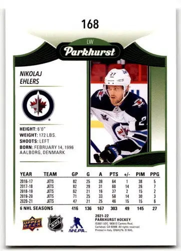 Original gloss Upper Deck Parkhurst Nikolaj Ehlers hockey card Jets 2021-22