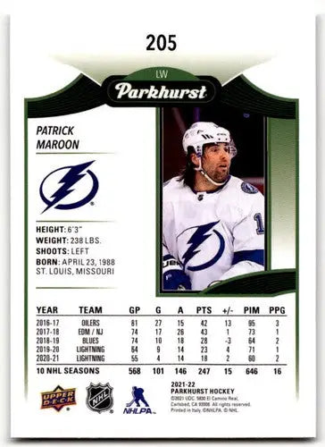 2021-22 Upper Deck Parkhurst Patrick Maroon hockey card Lightning NM-MT