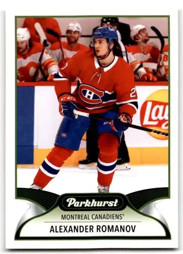 Alexander Romanov hockey card from 2021-22 Upper Deck Parkhurst series