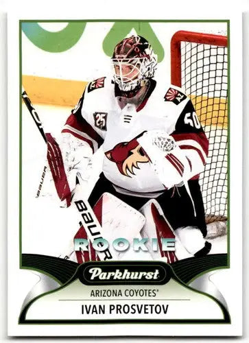 Hockey card showcasing 2021-22 Upper Deck Parkhurst Ivan Prosvetov rookie card