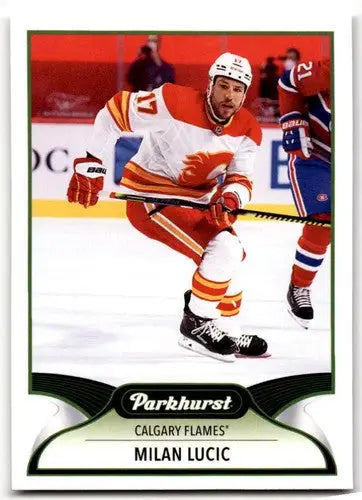 Milan Lucic hockey card from 2021-22 Upper Deck Parkhurst Flames product
