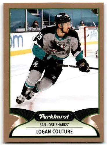 Logan Couture hockey card with original gloss and Parkhurst Gold border from 2021-22 Upper Deck