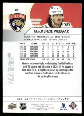 2021-22 Upper Deck Series 1 Mackenzie Weegar #80 Hockey - Hockey Card Single