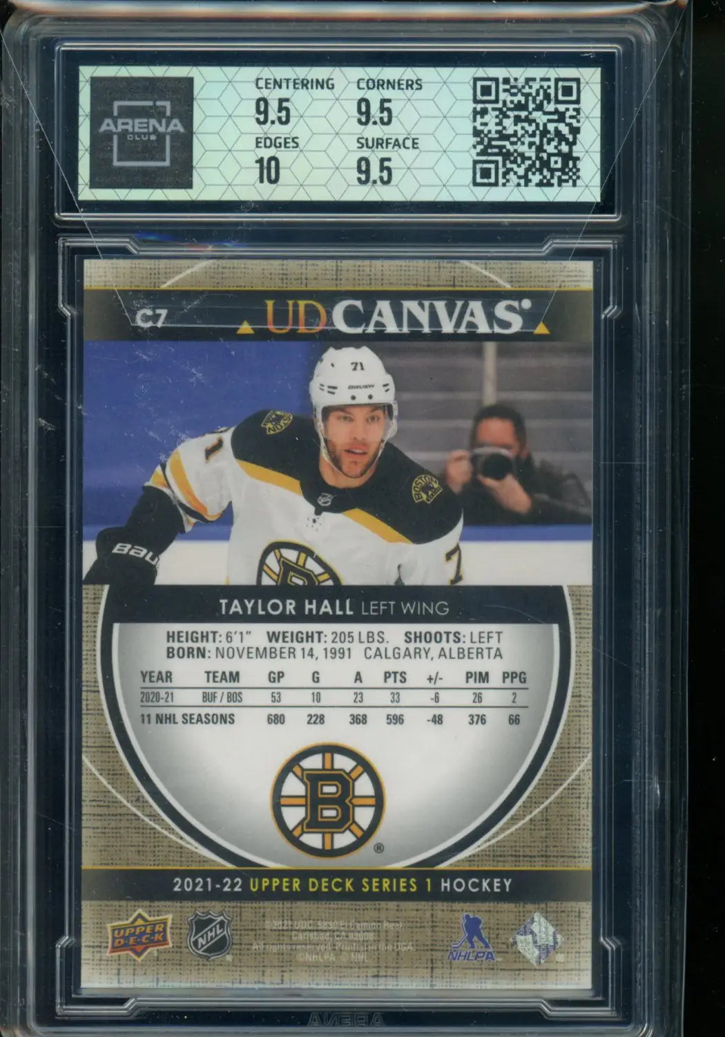 2021-22 Upper Deck UD Canvas Taylor Hall #C7 Ice Hockey Arena Club 10 - Hockey Card Single