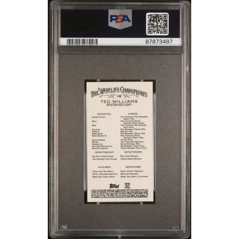 2021 Allen and Ginter Chrome Minis Refractor #148 Ted Williams PSA 10 GEM MINT R - Baseball Card Single