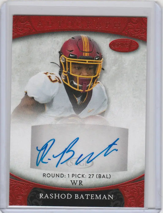 Autographed football trading card of Rashod Bateman Minnesota from Aspire Red Auto series