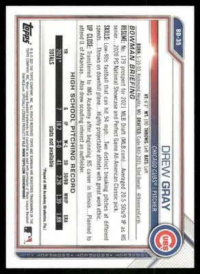 2021 Bowman 1st Edition Drew Gray #BD-35 1st Edition Baseball - Baseball Card Single