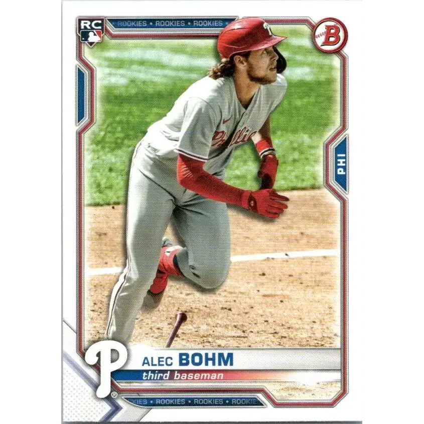 2021 Bowman #2 Alec Bohm NM-MT RC Rookie Philadelphia Phillies Baseball Card - Baseball Card Single