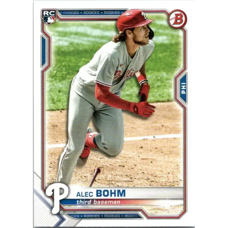 2021 Bowman #2 Alec Bohm NM-MT RC Rookie Philadelphia Phillies Baseball Card - Baseball Card Single
