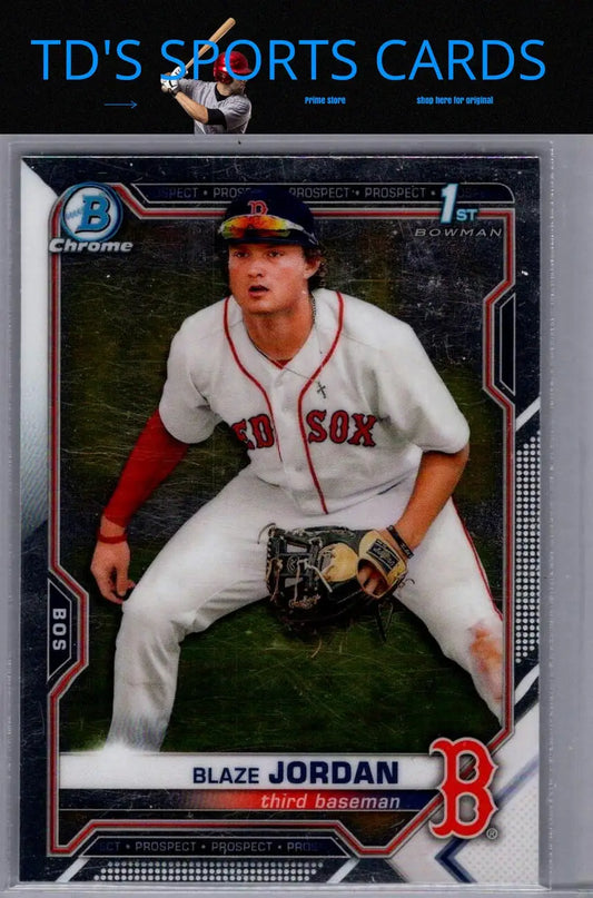 Blaze Jordan Chrome baseball card from 2021 Bowman Jordan Chrome Prospects collection